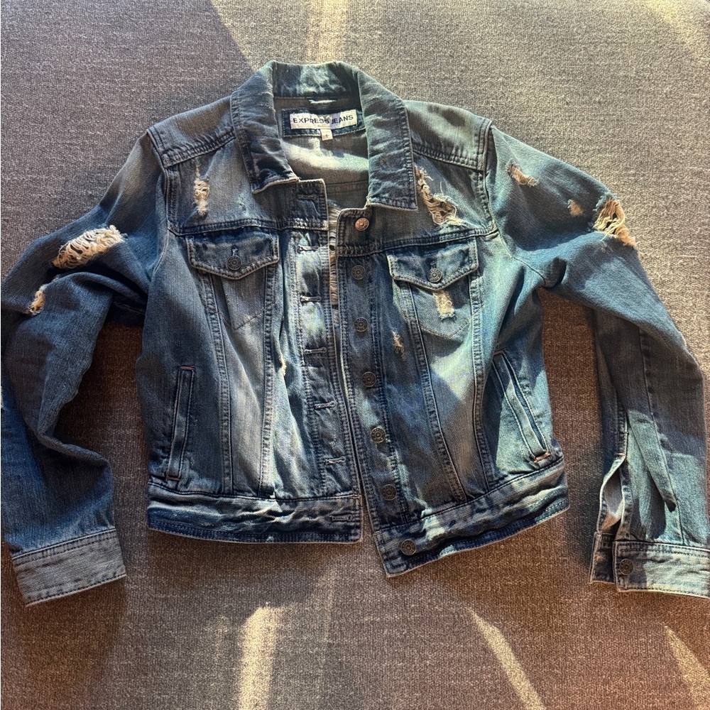 Express Distressed Blue Jean Jacket